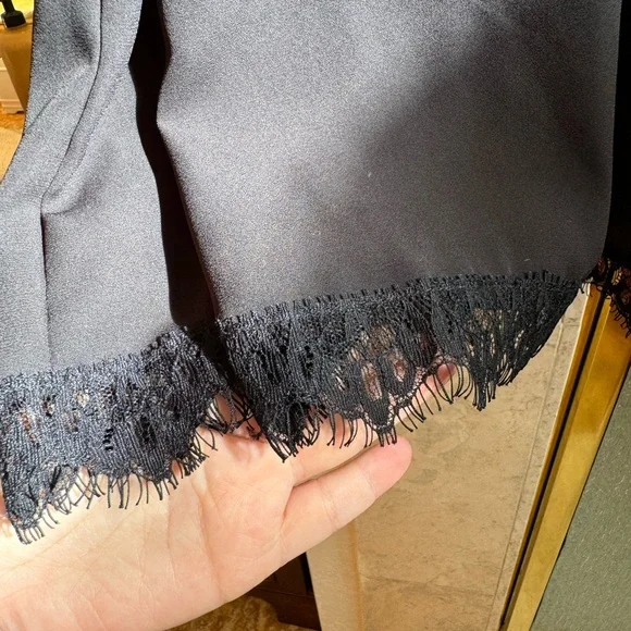 Lulus Small Black Slip Dress Lace Hem Halter Neck Romantic Coquette - Picture 6 of 8